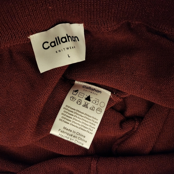 NWT Callahan x Revove Knitwear Julia Wide Leg high Waist Knit Pant Bloodstone L - Picture 4 of 5